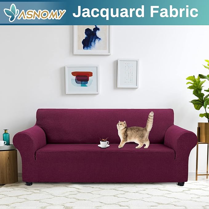Asnomy Couch Covers for 3 Cushion Couch Stretch Sofa Covers Slipcovers - Image 2