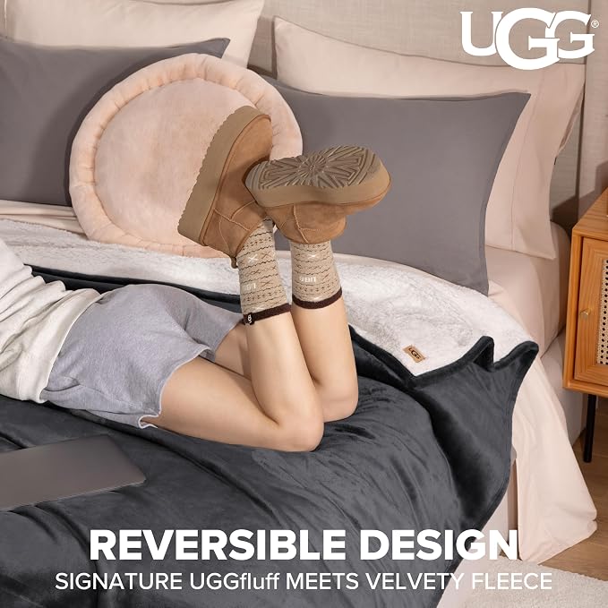 UGG Nita Full/Queen Blanket, Cozy Soft Queen Bedding, Plush Fleece Blanket - Image 4