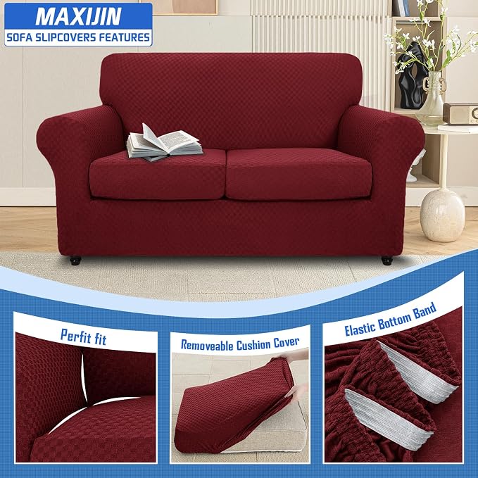 MAXIJIN 3 Piece Stretch Couch Covers - Image 3