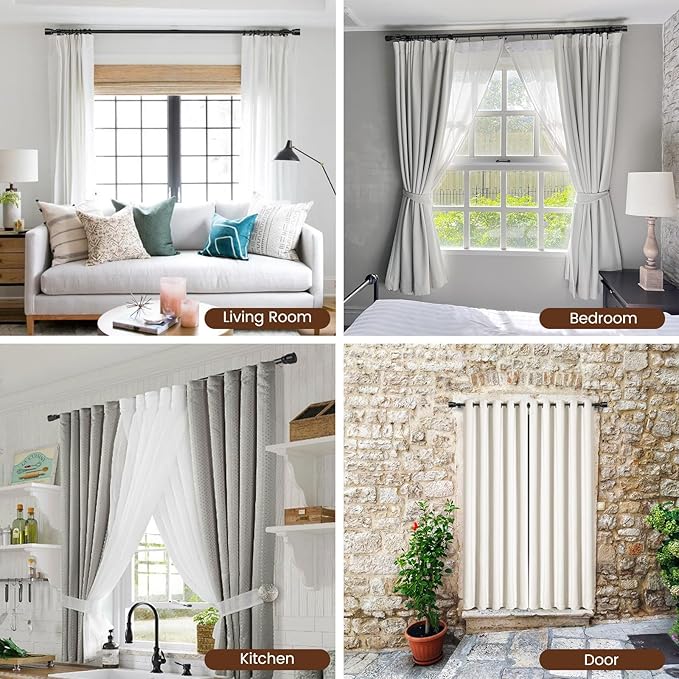 1” Diameter Curtain Rods Itself is 30 to 45 inch 2 Pack Fit 30-39 inch Window - Image 7