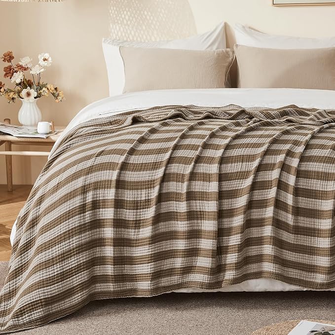 EMME Cotton Muslin Large Throw Blanket Couch Breathable Gauze Soft Lightweight - Image 8