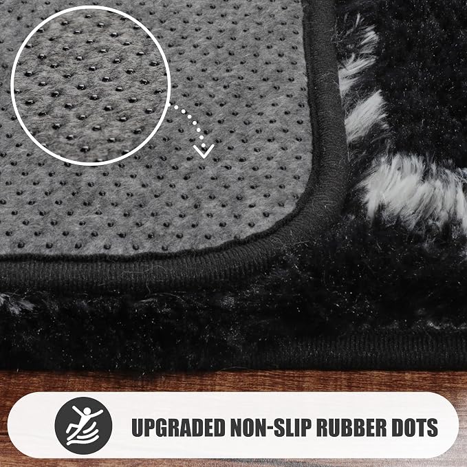 ONASAR 7x9 Area Rugs for Living Room Bedroom, Large Fluffy Black and White - Image 8