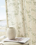 jinchan Linen Floral Curtains for Living Room 84 Inch Length Sage Green Printed by JINCHAN