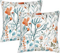 Turquoise Orange Floral Throw Pillows Covers 18x18 in Set of 2, Decorative Teal by Unknown
