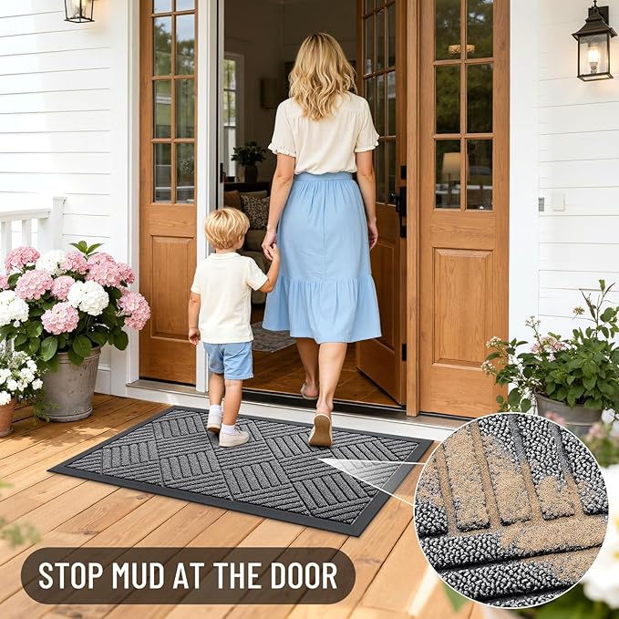 OLANLY Front Door Mat Outside Entrance 47x17, Heavy Duty Sturdy Natural Rubber - Image 6