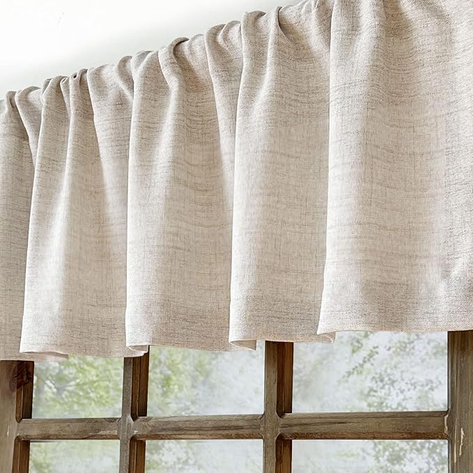 2 Pack Faux Linen Valance for Windows Kitchen Living Room Valances Rod Pocket - Image 6