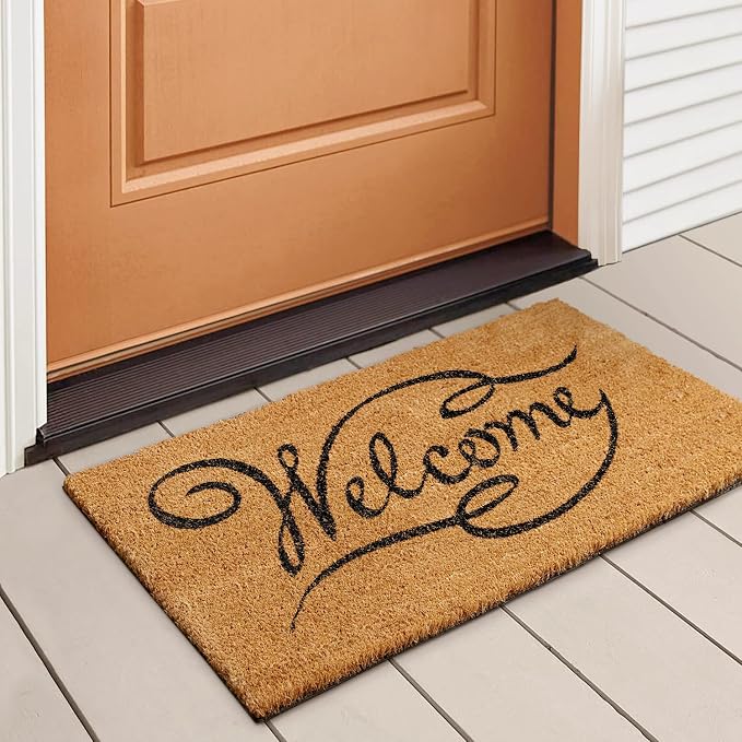 LuxUrux Welcome Mats Outdoor Coco Coir Doormat, by LuxUrux