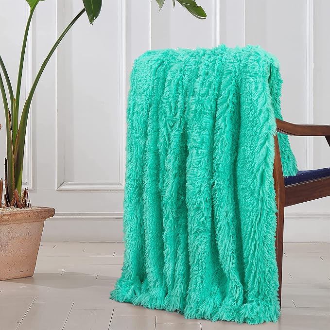 Tuddrom Decorative Extra Soft Faux Fur Throw Blanket 70"x78", Solid Reversible - Image 2