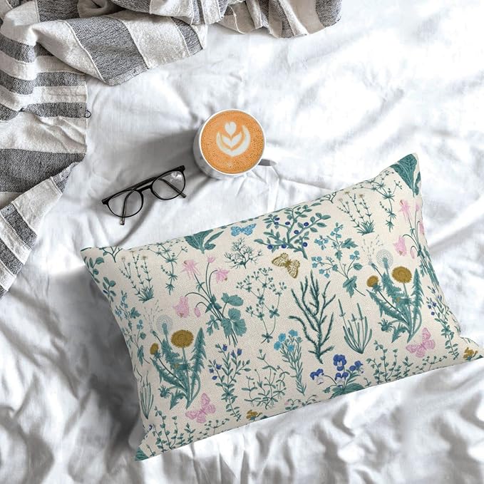 AEIOAE Spring Pillow Covers 12x20 Inch Set of 2, Seasonal Floral Outdoor - Image 3