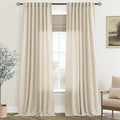 Faux Linen Beige Curtains 84 inches Long by Jolilight