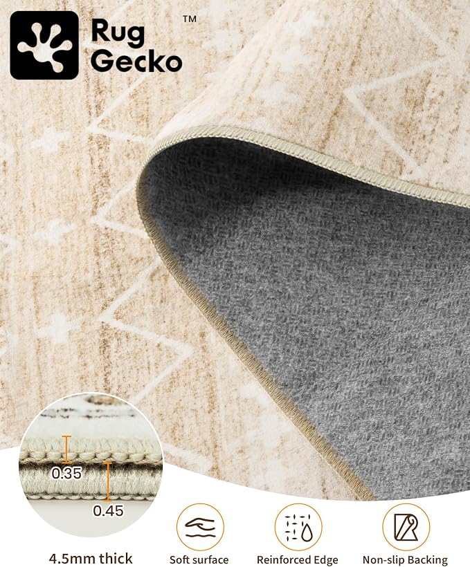 Miukiki 6x9 Area Rug for Living Room Moroccan Washable Rugs Non Slip Indoor - Image 3
