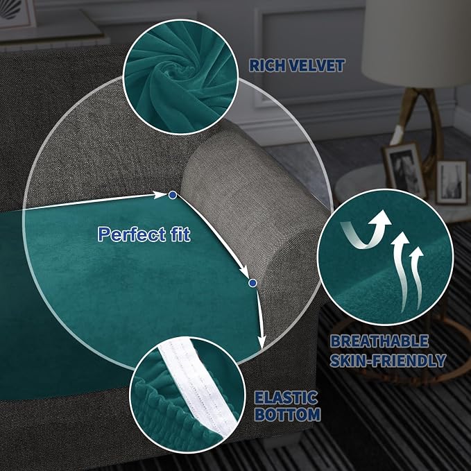 MAXIJIN Velvet Stretch Cushion Covers Couch Cushion Slipcovers Loveseat Sofa - Image 5