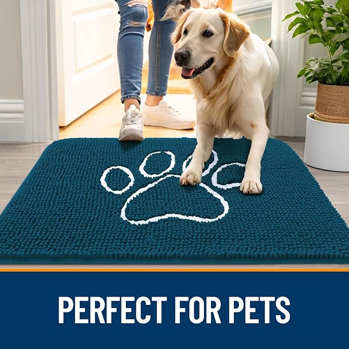 OLANLY Dog Door Mat for Muddy Paws 35x24, Paw Print Design, Absorbs Moisture - Image 6