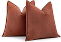 MIULEE Pack of 2 Rust Decorative Pillow Covers 18x18 Inch Soft Chenille by MIULEE