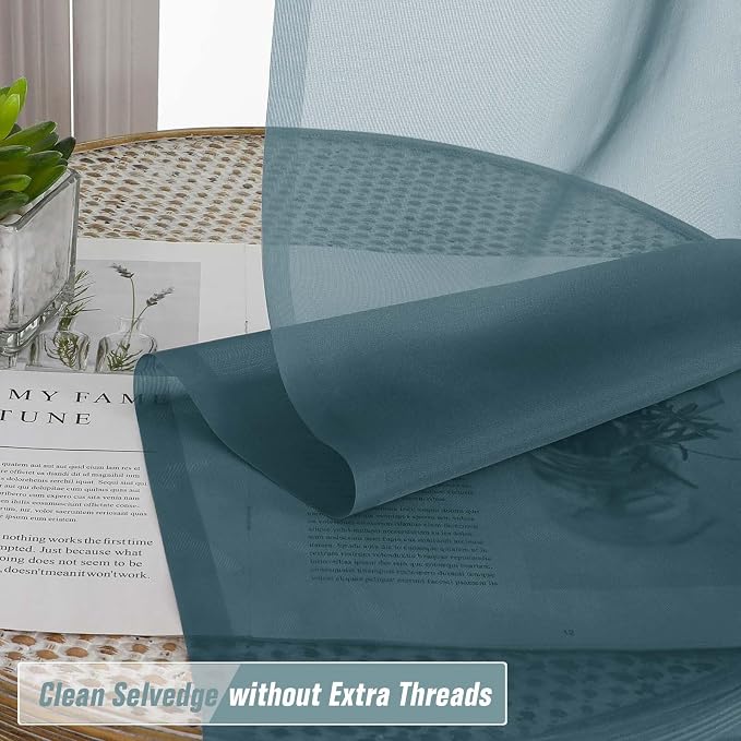 Small Sheer Curtains 2 Panels Set, Kitchen Curtains 36 Inch Length, Elegant - Image 5