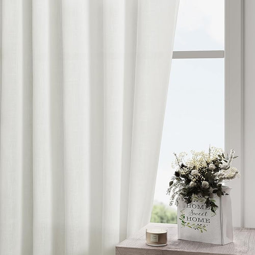 2 Panels Set Ivory Linen Curtains 105 Inches Long - Image 2