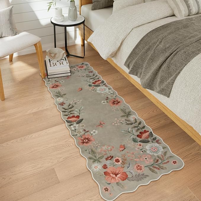 Lahome Floral Kitchen Runner, 2X6 Washable Runner Rug Non-Slip, Ultra-Thin Soft - Image 3