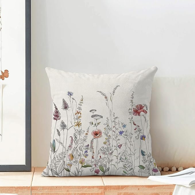 AEIOAE Spring Pillow Covers 22x22 Inch Set of 2, Colorful Seasonal Floral Plant - Image 3