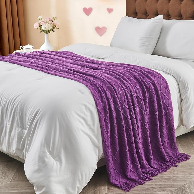 inhand Purple Knitted Throw Blanket - Image 7