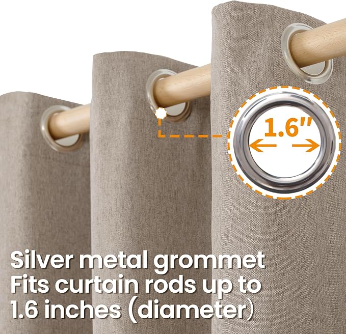 BGment Taupe Linen Curtains 63 Inch Length 2 Panels - Image 8