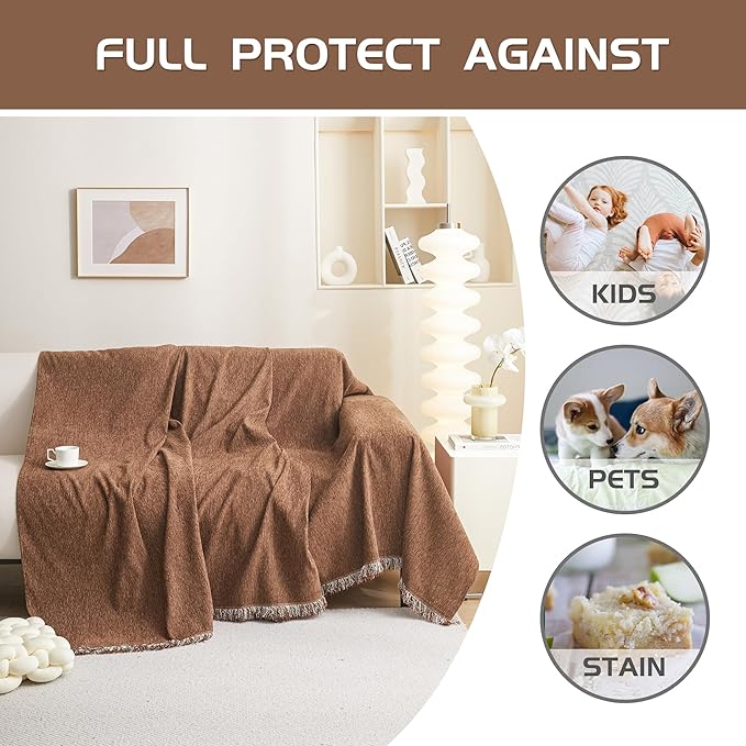 MMEETSKY Small Couch Cover Sofa Covers Washable, Chenille Soft Throws Cover - Image 3