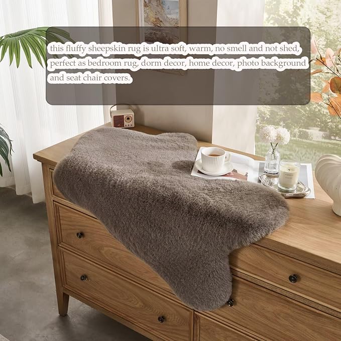 1700GSM Fuzzy Faux Sheepskin Fur Area Rug, Extra Soft Faux Fur Mat, Fluffy - Image 6