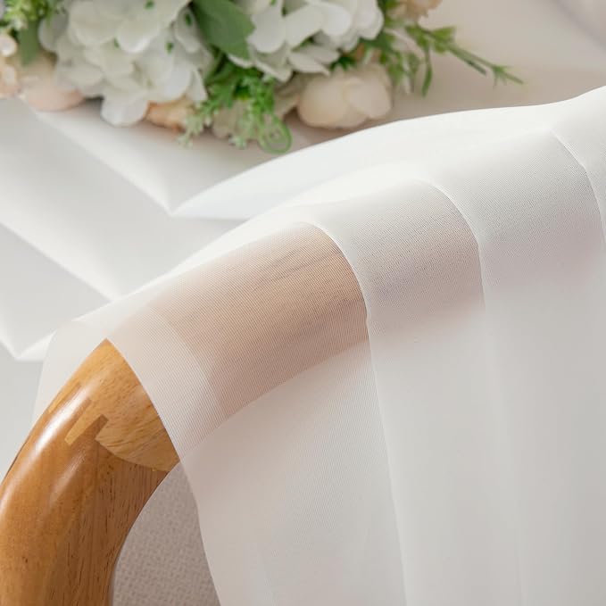 Aiyufeng 2 Pack: Basic Ivory Sheer Curtain Drapes - Image 7