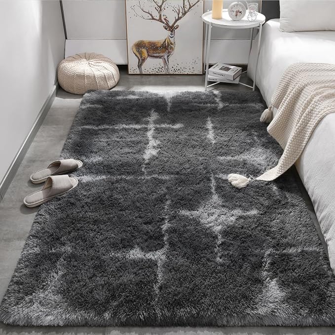 Meralax Gray Rugs for Living Room Bedroom, 5x8 Feet Soft Fluffy Gray Shaggy - Image 2