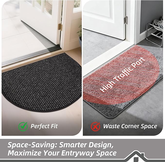 BEQHAUSE Dirt Trapper Door Mat 32" x 48" Half Circle Non-Slip Washable Doormats - Image 6
