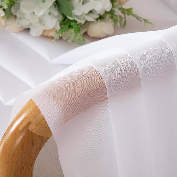 OVZME Sheer White Curtains 108" Inch Length 2 Panels Set, Light Filtering Soft - Image 6