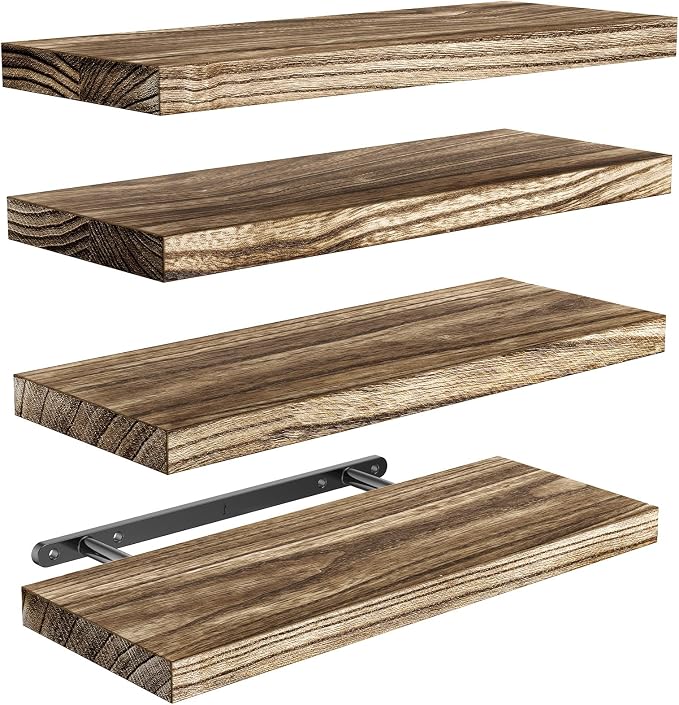 AMADA HOMEFURNISHING Floating Shelves, Paulownia Wood Wall Shelves by AMADAHOMEFURNISHING