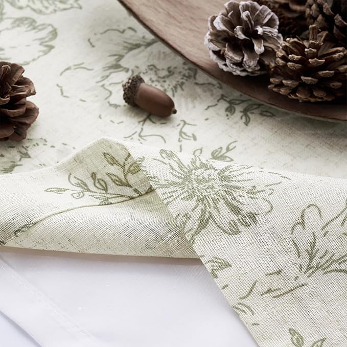 jinchan Tie Up Curtain Double Layer Linen Roman Shades Valance Curtain Floral - Image 7