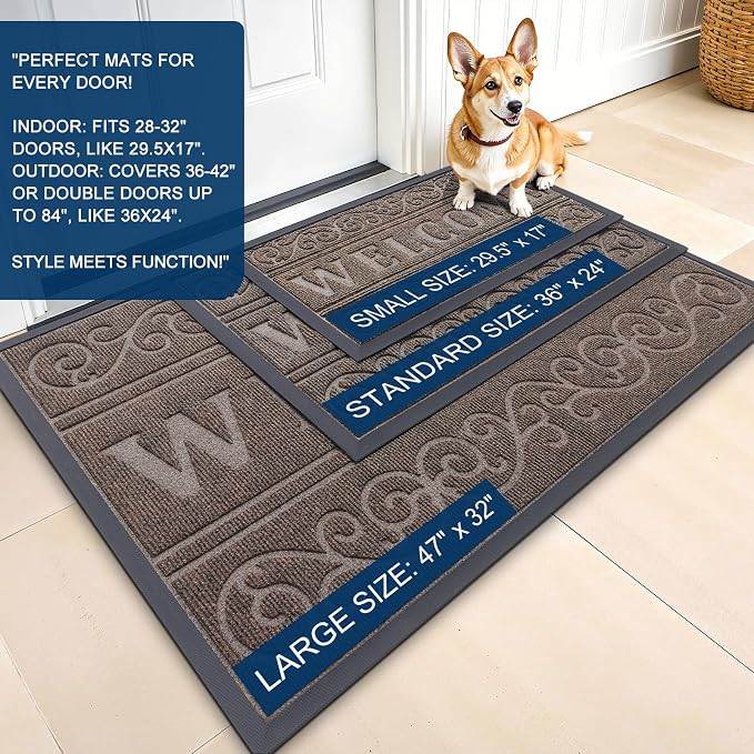 OLANLY Welcome Door Mat Indoor Outdoor Entrance, Heavy Duty Sturdy Front Door - Image 2