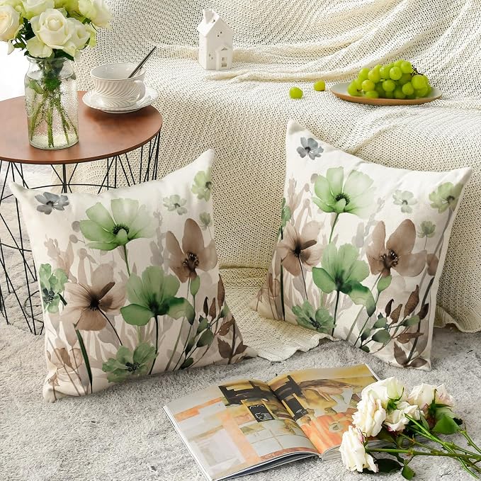 AVOIN colorlife Poppy Flowers Chinoiserie Throw Pillow Covers, 18 x 18 Inch - Image 5