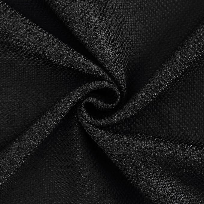 Chyhomenyc Black Curtains 54 Inch Length 2 Panels, Faux Linen Textured Semi - Image 8