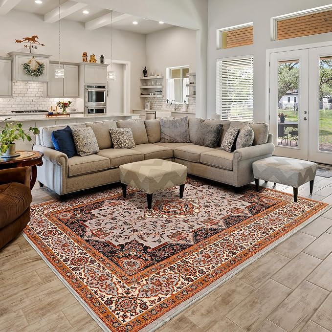 Area Rug for Bedroom, 4x6Ft Non-Slip Modern Carpet for Dining Room Farmhouse by Rtizon