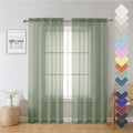 Lecloud Sage Green Sheer Curtains 72 Inches Long 2 Panels Set, Rustic Voile by Lecloud