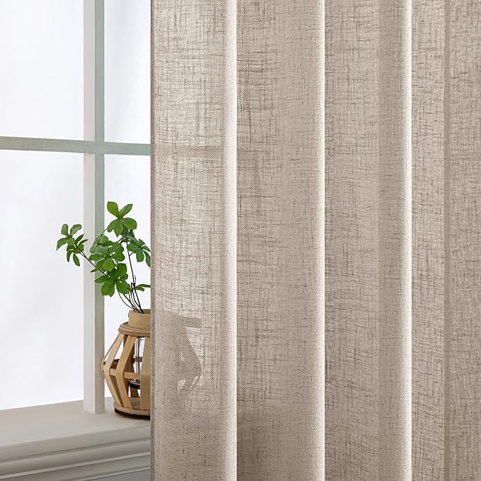 MIULEE Natural Linen Curtains 84 Inch Length 2 Panels - Image 5