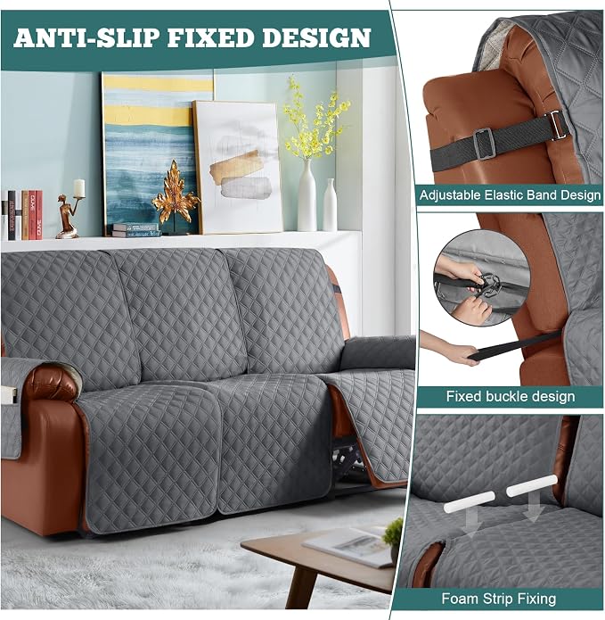 Ruaozz Waterproof Recliner Couch Covers, Sofa Slipcovers Washable 1-Piece - Image 6