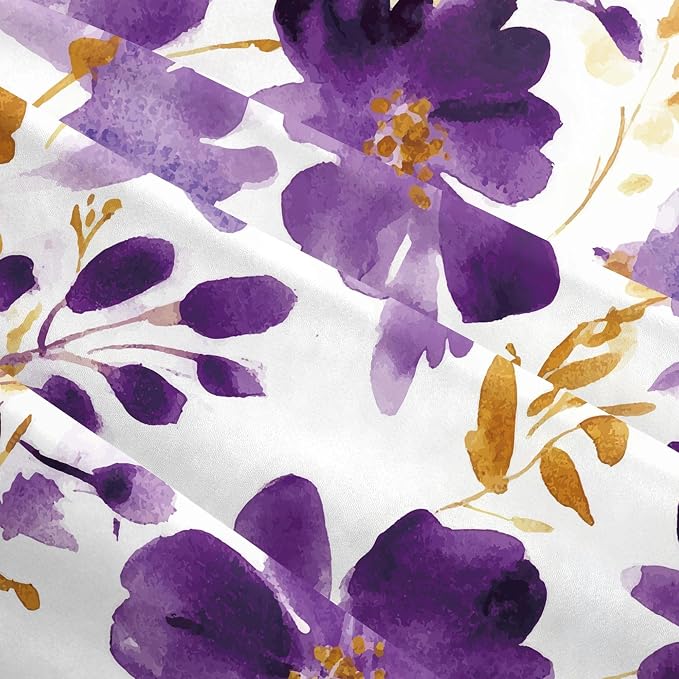 Purple Gold Watercolor Floral Throw Pillow Covers 18x18 Set of 2, Boho Gold - Image 6
