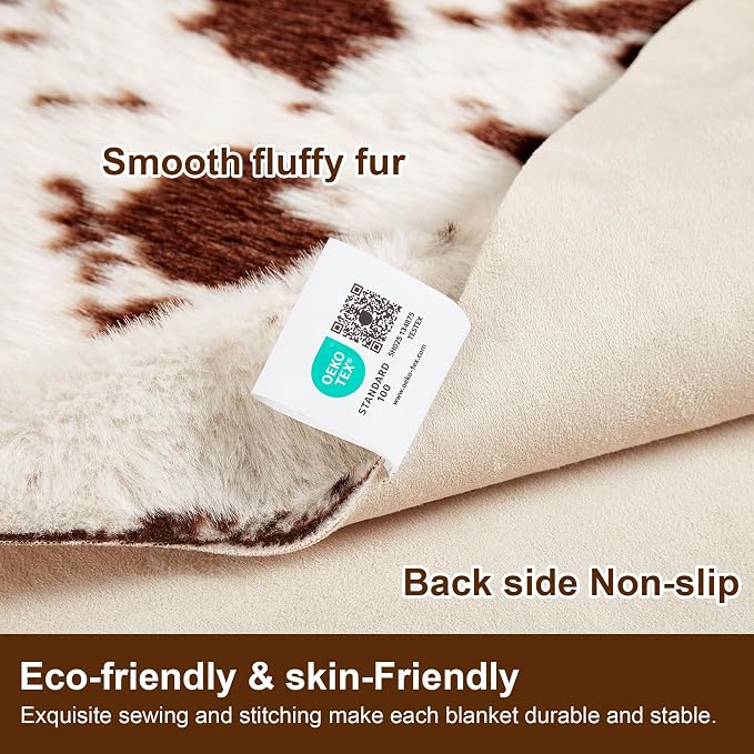 JONIYEAR Large Durable Faux Cowhide Area Rug 4.9 x 6.56 Feet, Premium Cow Print - Image 2