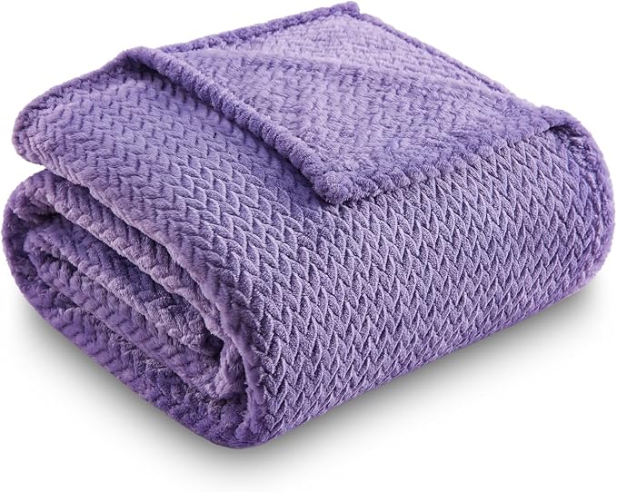 NEWCOSPLAY Super Soft Twin Blanket Lavender Premium Silky Flannel Fleece Leaves - Image 9