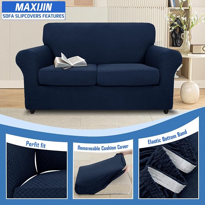 MAXIJIN 3 Piece Jacquard Couch Covers - Image 3