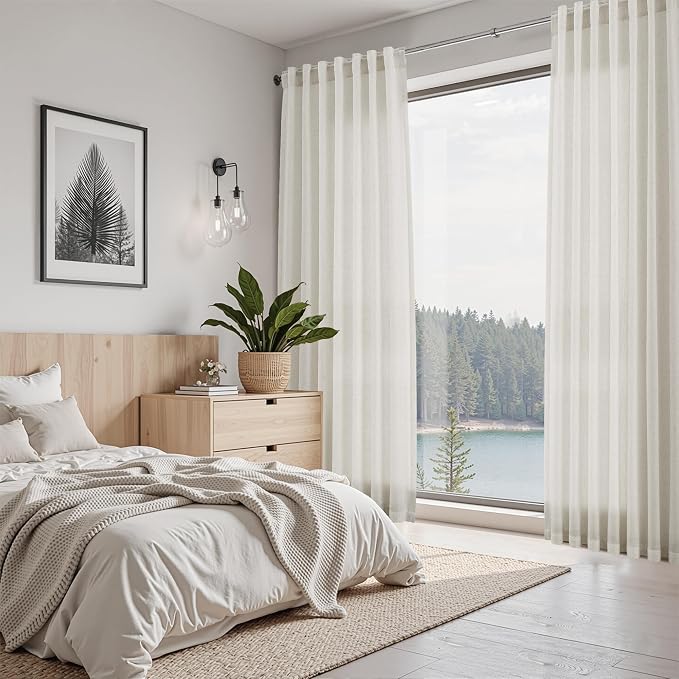 Nanspring Mousse White Lnen Curtains 102 Inches Long - Image 7