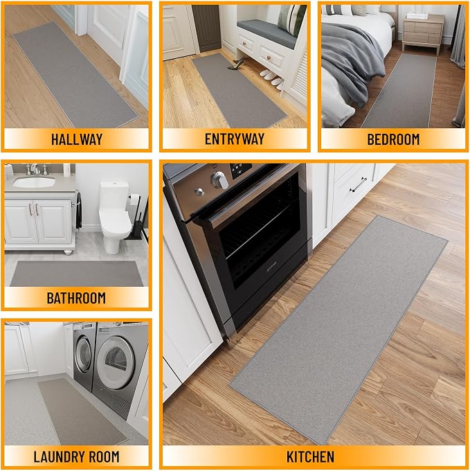 Ottomanson Hallway Runner Rug 20" x 53" Non Slip Solid Area Rugs Easy to Clean - Image 3