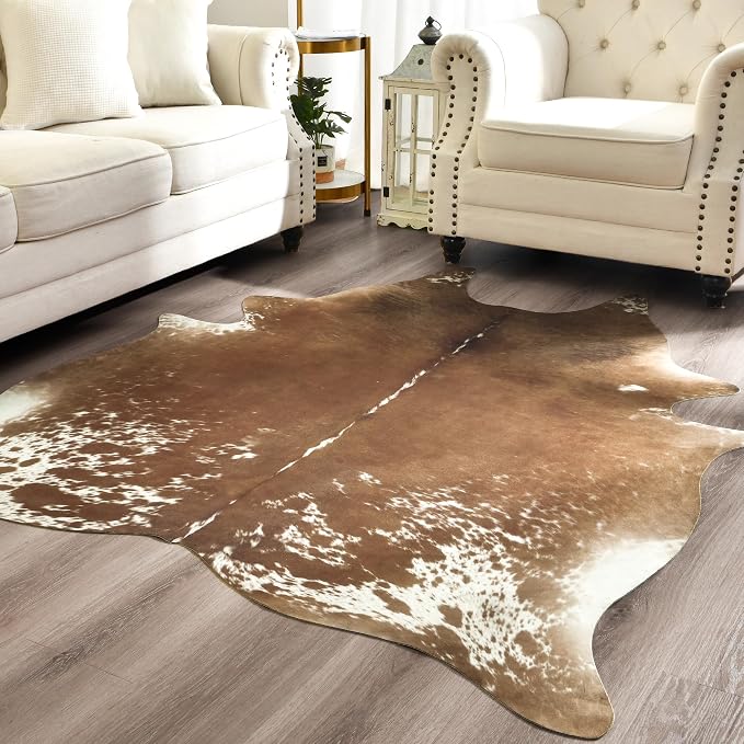 Easycozy Faux Cowhide Cow Print Rug: 5.2 x 6.2 Western Decor Faux Cowhide - Image 9
