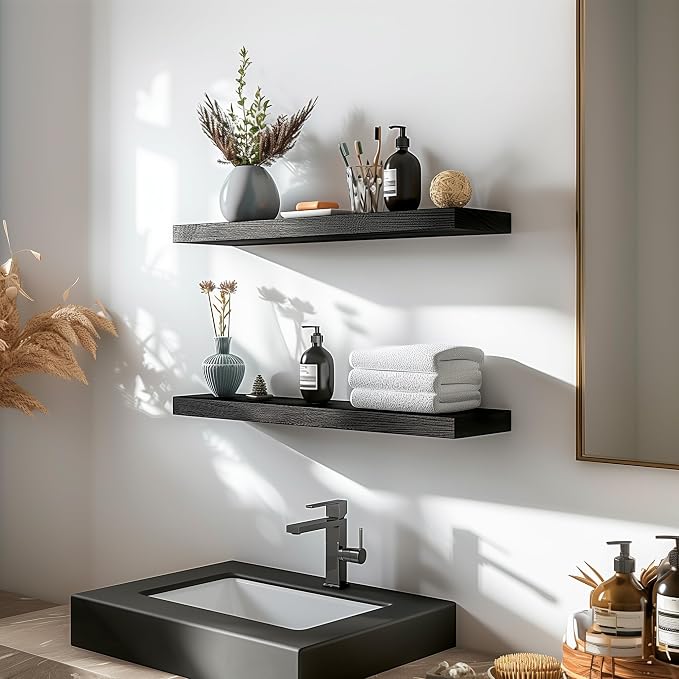PHPH Wood Floating Shelves for Wall, Wooden Wall Shelves for Bedroom - Image 2