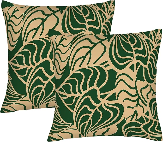 Tropical Green Plant Throw Pillow Covers 18x18 Inch Set of 2 Summer Sage Green by Unknown