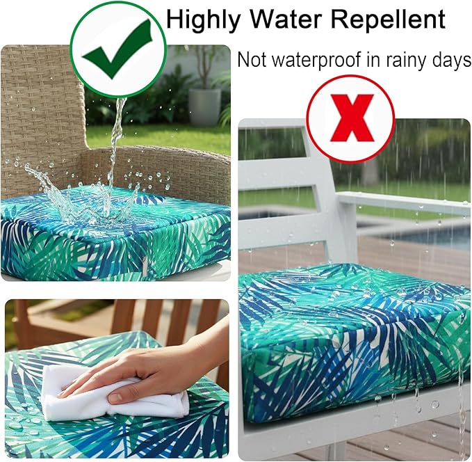 NettyPro Outdoor Cushion Slipcovers Waterproof 4 Pack Patio Chair Seat Cushion - Image 5