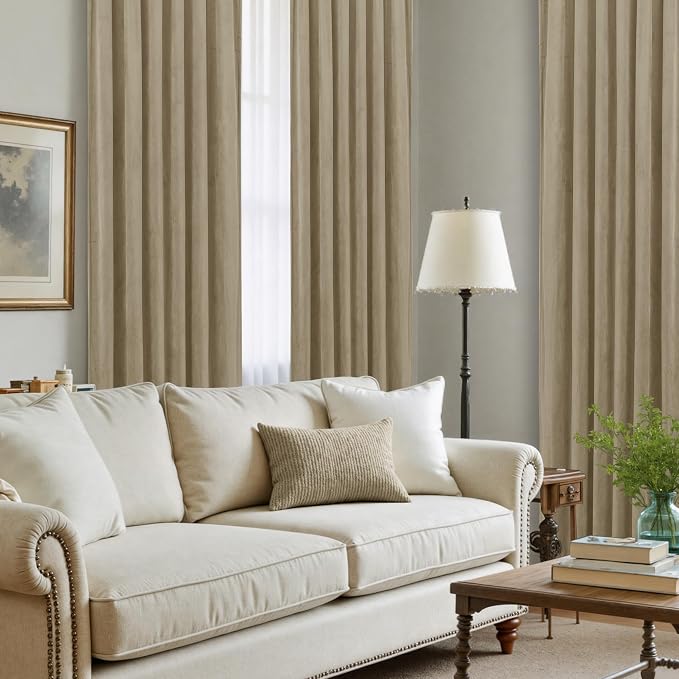 LAMIT Dark Taupe Velvet Curtains 72 Inch - Image 4